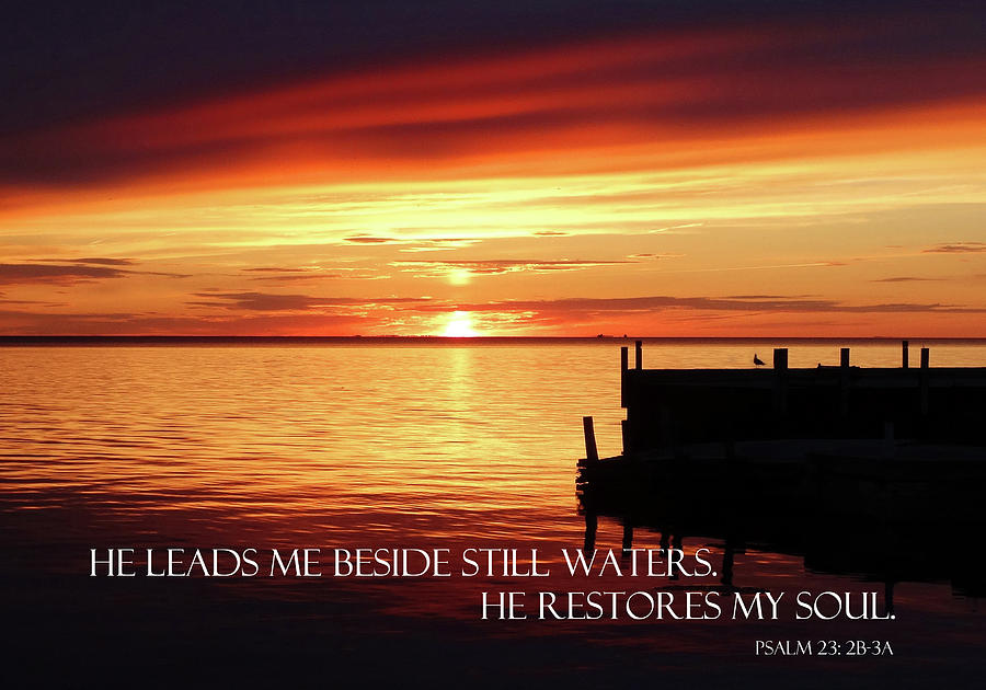 Beside Still Waters - Psalm 23 Glass Art by David T Wilkinson