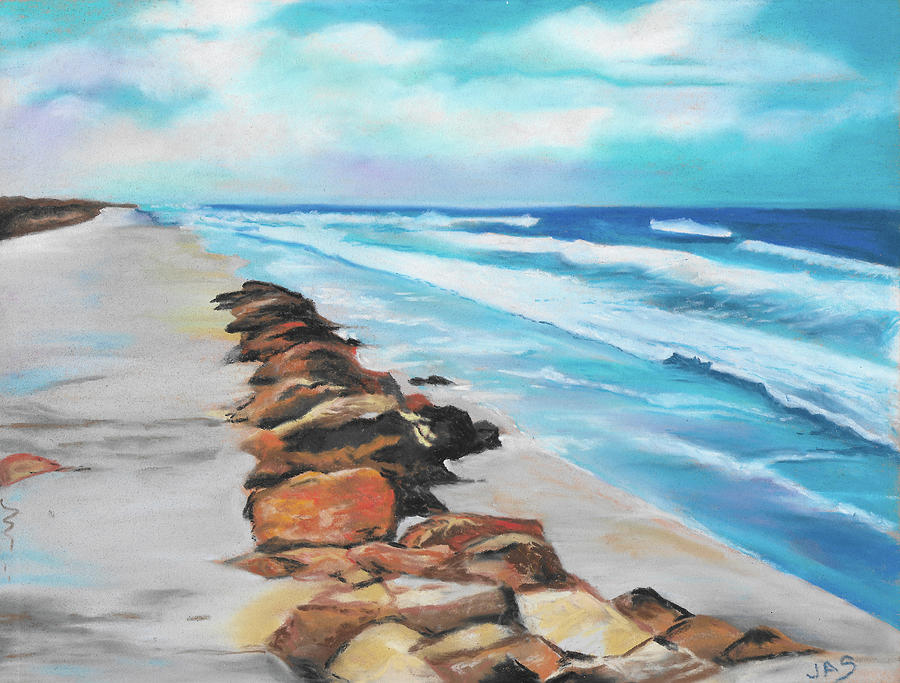Beach Painting - Beside The Waves by Judith Selcuk Illustrations