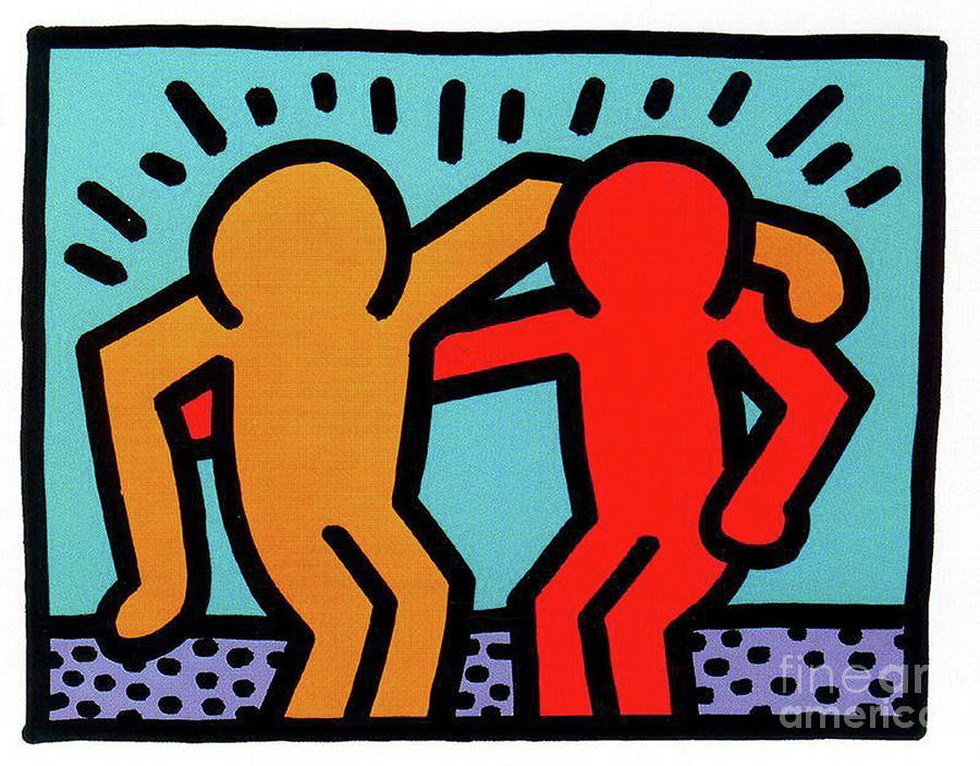 Haring Painting - Best Buddies 1990 by Haring