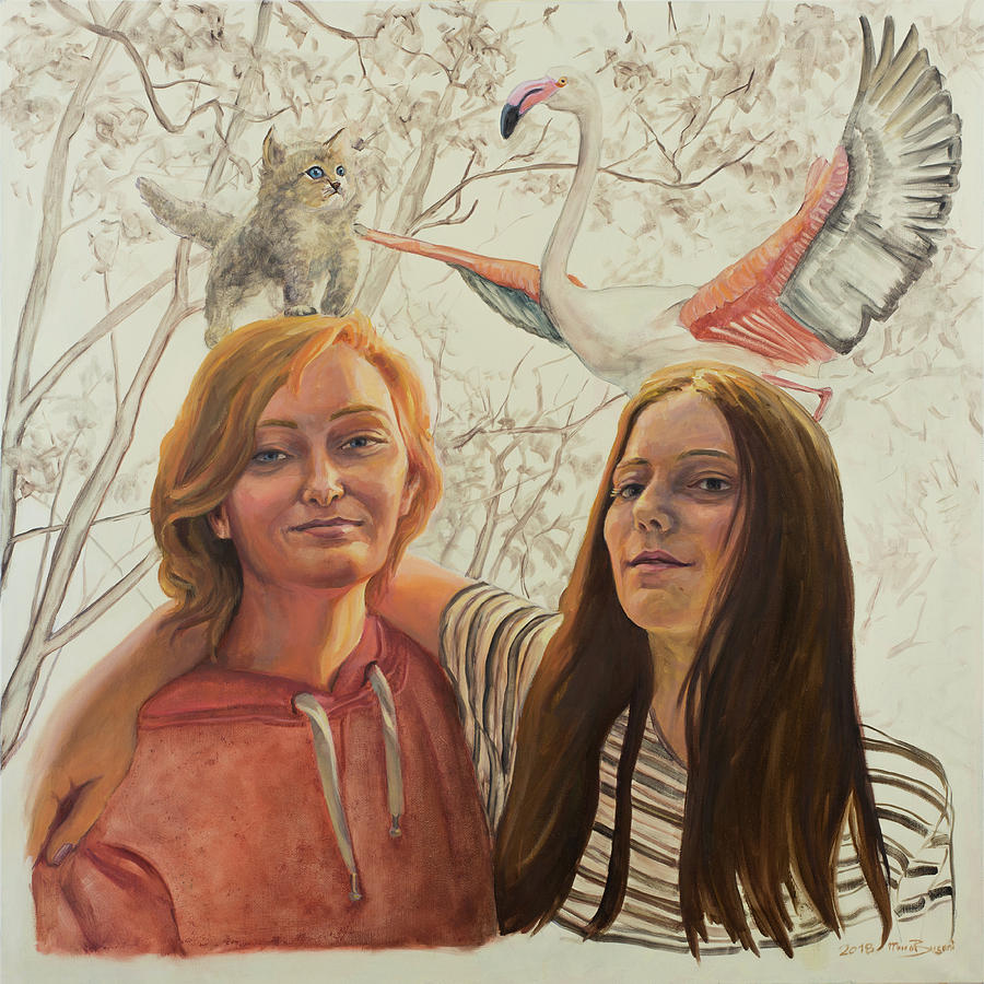 Best friends sisters Painting by Marco Busoni