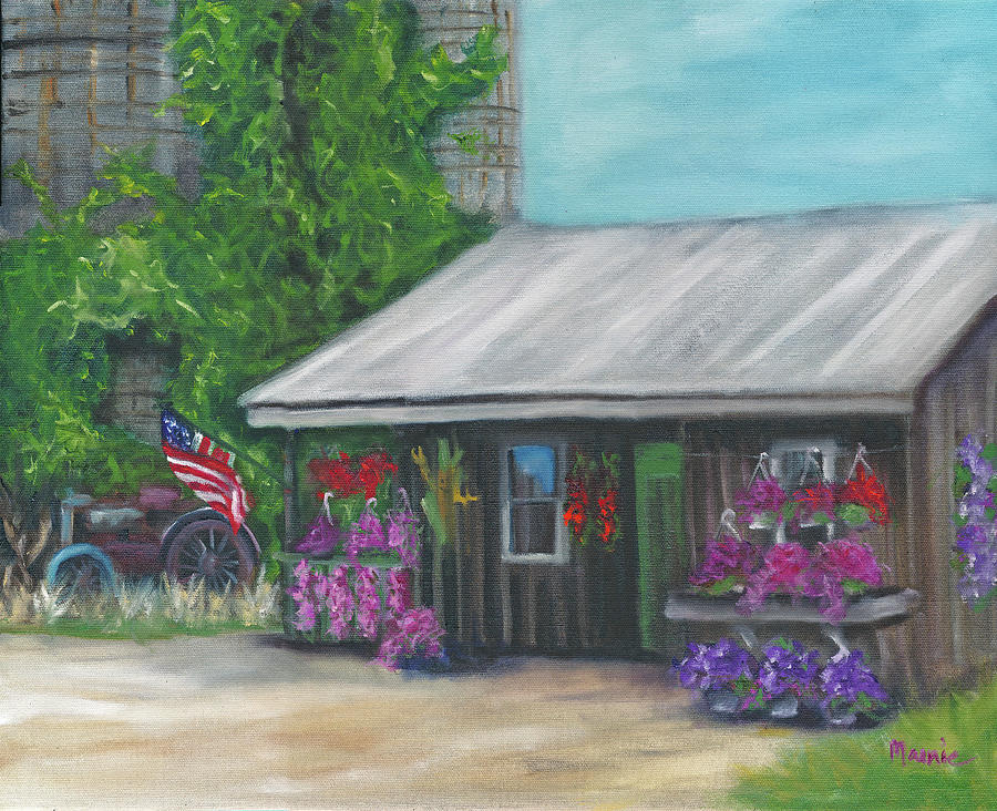 Cottage Painting - Betsys Stand by Marnie Bourque
