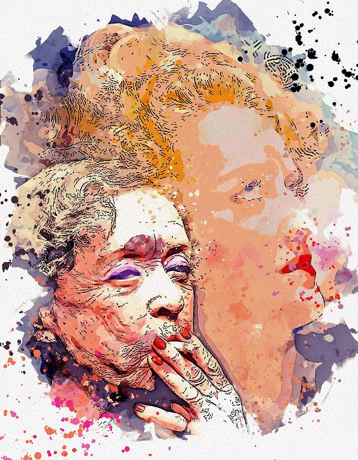 Bette Davis 1980 watercolor by Ahmet Asar Painting by Celestial Images