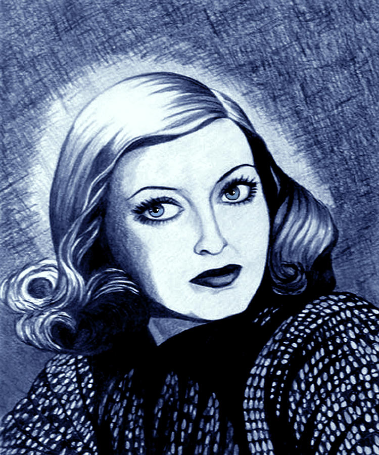 Bette Davis in Blue Drawing by Tara Hutton