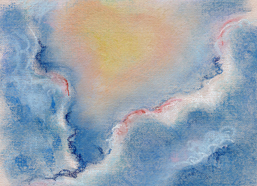 Between clouds. Abstract landscape background drawing by pastel by Elena  Sysoeva