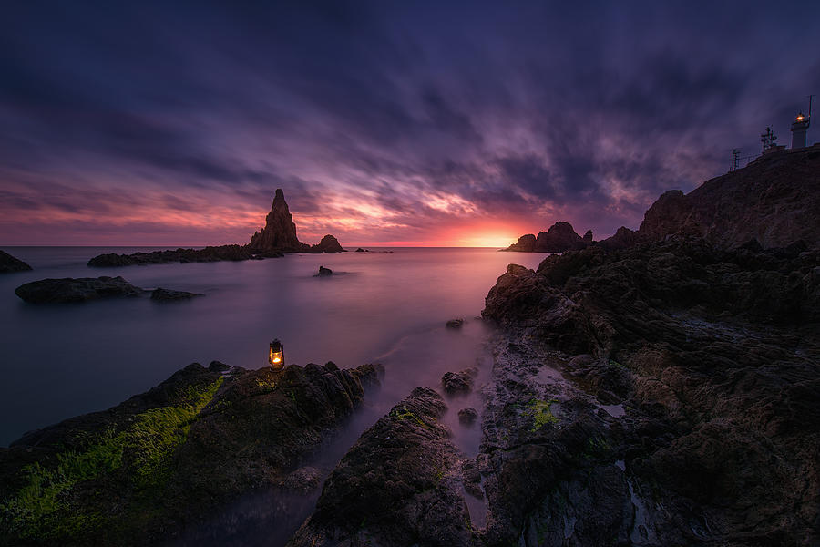 Sunset Photograph - Between Lanterns by Jose Antonio Trivio Sanchez