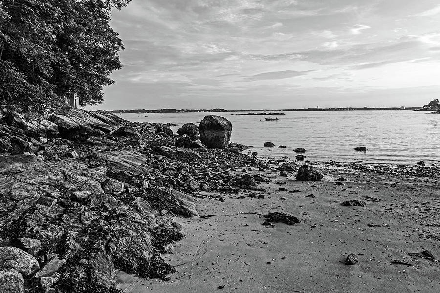 Beverly MA Rocky Coast Black and White Photograph by Toby McGuire