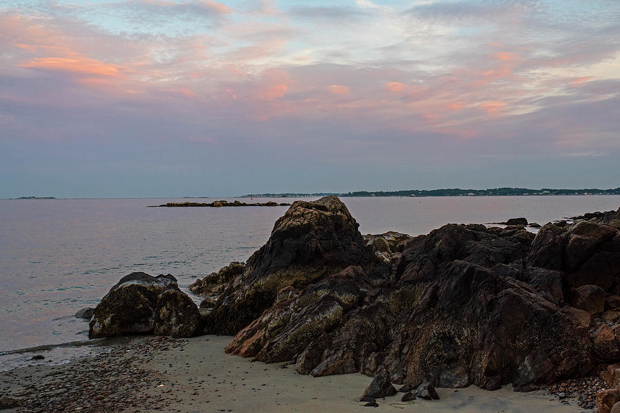 Beverly MA Rocky Coast Red Sky Sunset Photograph by Toby McGuire
