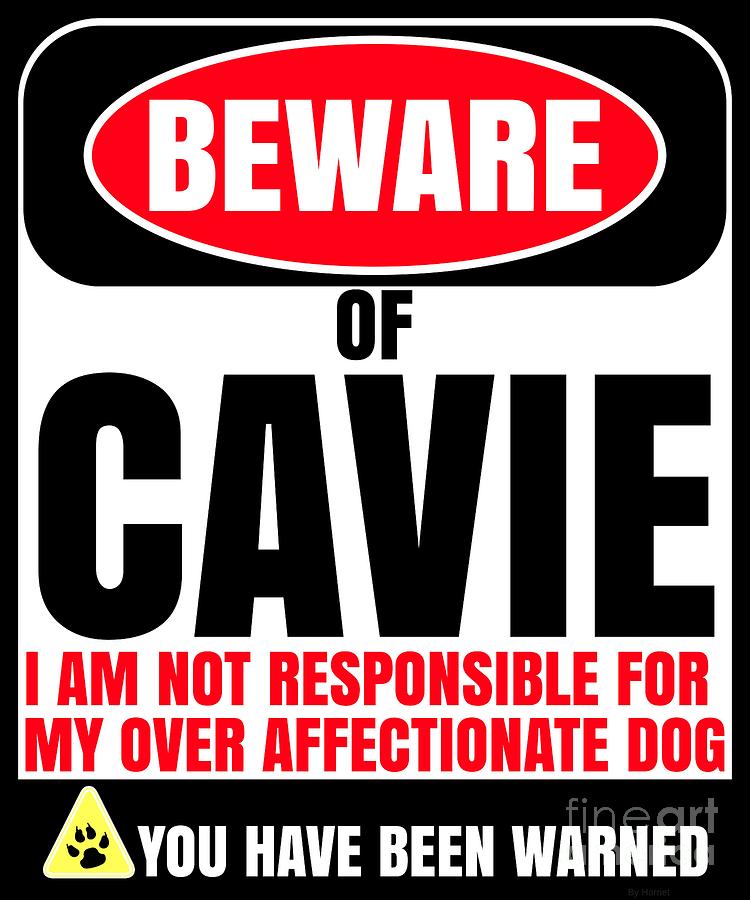 Dog Digital Art - Beware Of Cavalier King Charles Spaniel I Am Not Responsible For My Over Affectionate Dog You Have B by Jose O