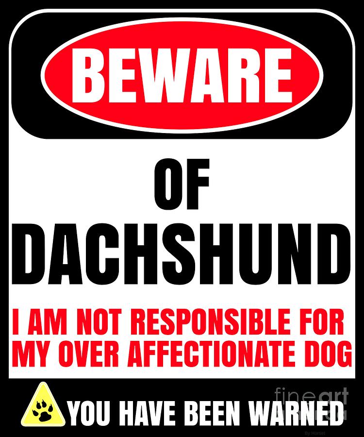 Dachshund Digital Art - Beware Of Dachshund I Am Not Responsible For My Over Affectionate Dog You Have Been Warned by Jose O