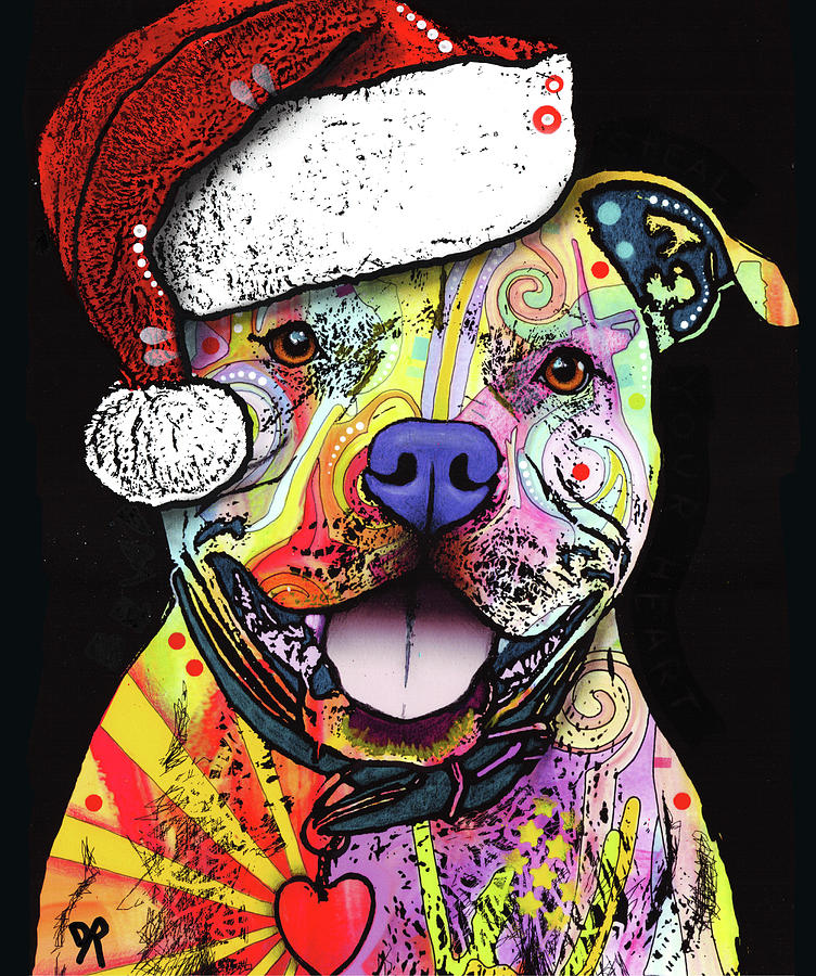 Christmas Mixed Media - Beware Of Pit Bulls Christmas Edition by Dean Russo
