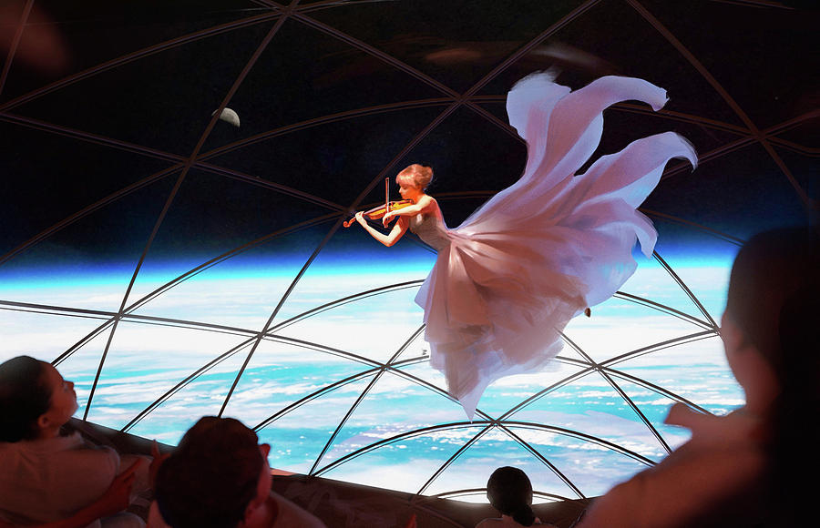 Music Digital Art - BFR Space Music Performance inside SpaceX Big Falcon Rocket by Pic by SpaceX Edit by M Hauser