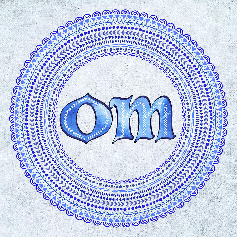 Om Mixed Media - Bhakti-blue Om by Tammy Wetzel