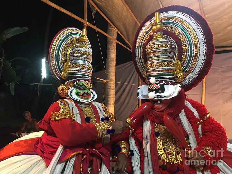 Bheema And Dussasana In Kathakali Photograph
