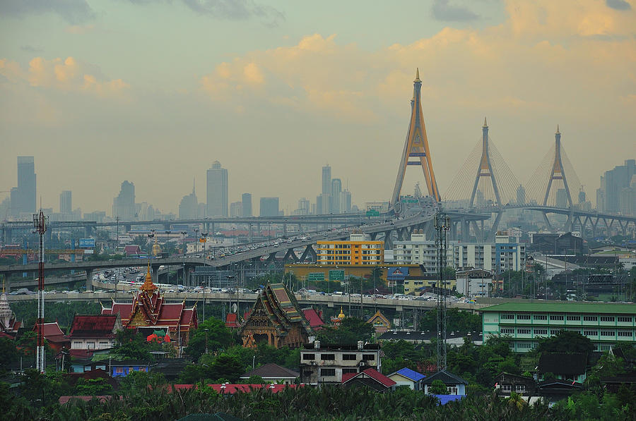 Bhumibol Bridge, Bangkok Photograph by Nutexzles