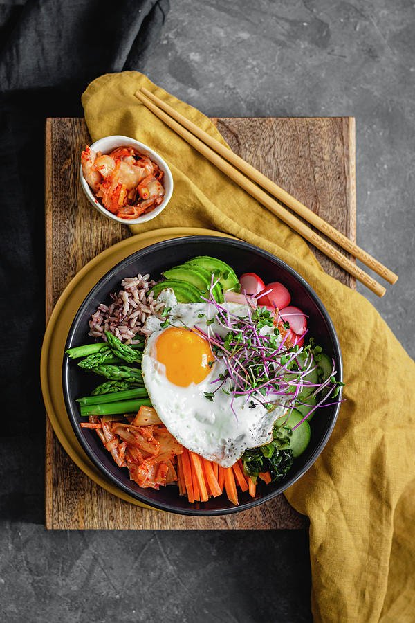 Bibimbap With Kimchi Photograph by Monika Rosa