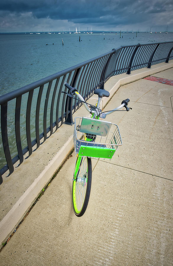 Bicycle Along The Waterfront Walkway Photograph by Gary Slawsky