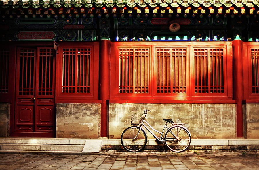 Bicycle In Sunlight At Confucius Temple Photograph by Nicole Kucera