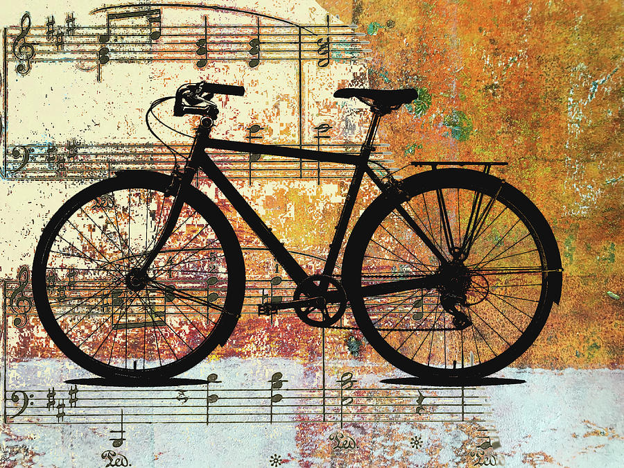 Bicycle Music Mixed Media by Nancy Merkle