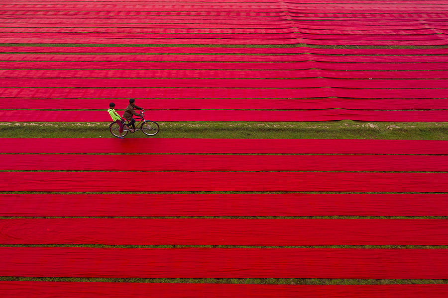 Bicycle On Red Cloths Photograph by Azim Khan Ronnie