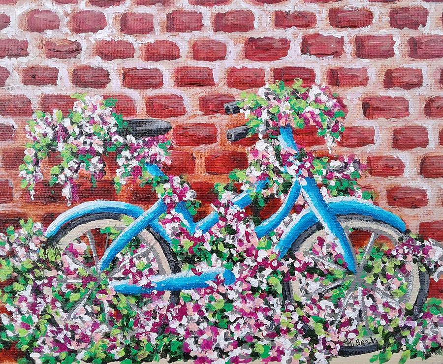 Bicycle Tangle Painting by Katherine Young-Beck