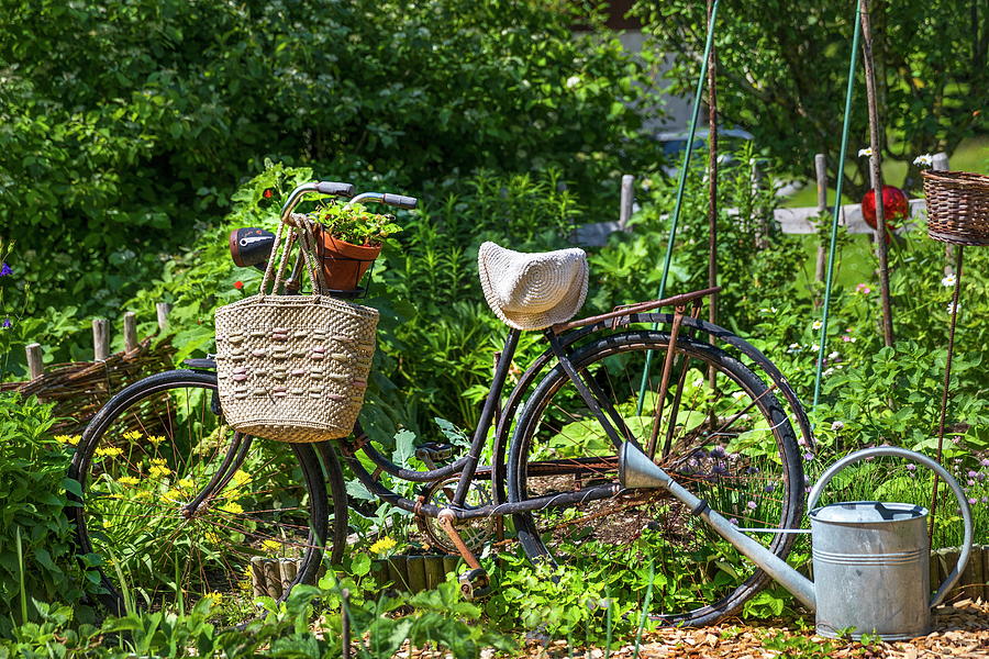 Bicycle With Watering Can Digital Art by Reinhard Schmid