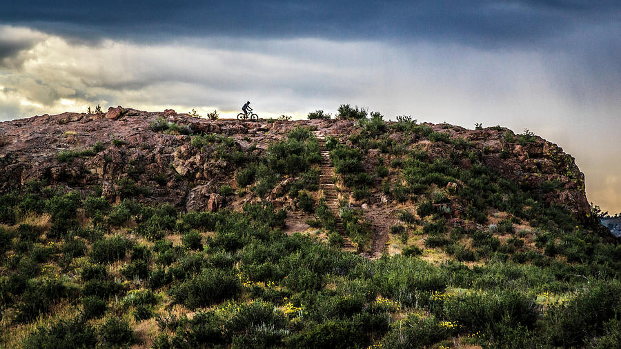 Bicyclist on South Table Mountain by Jeanette Fellows Bicyclist on South Table Mountain by Jeanette Fellows