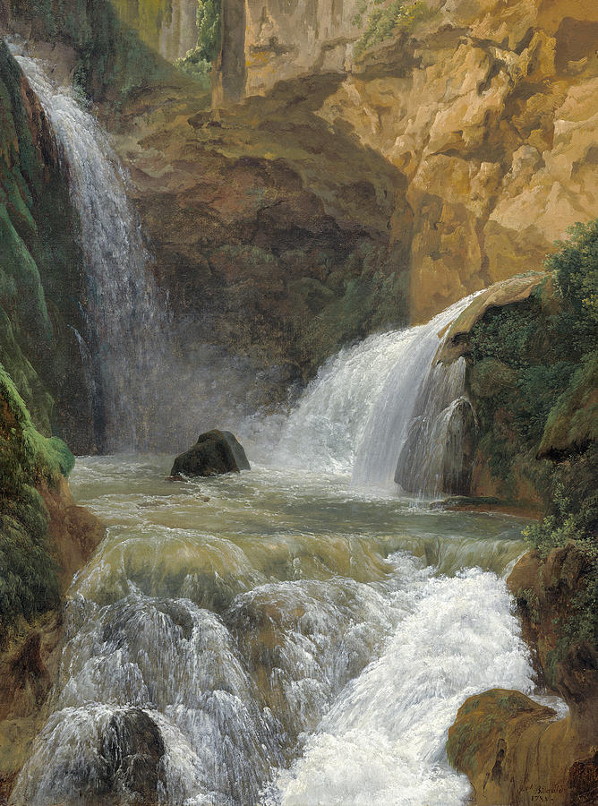 View of the Waterfalls at Tivoli, 1788 Painting by Jean-joseph-xavier Bidauld