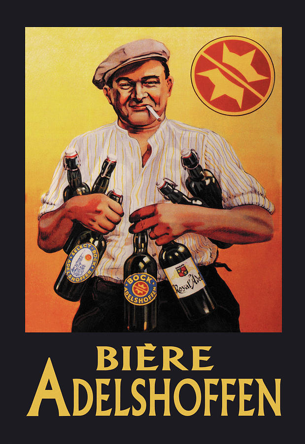 Biere Adelshoffen 7 Bottles Painting by Unknown