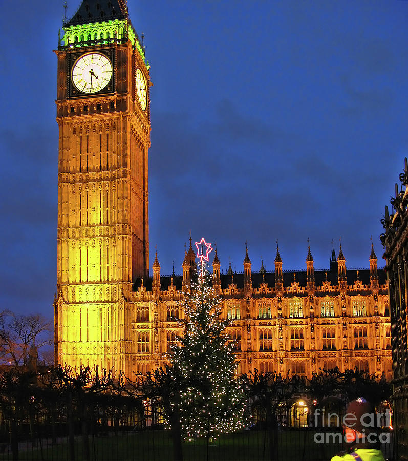 Big Ben and Christmas Tree 0927b Photograph by Jack Schultz