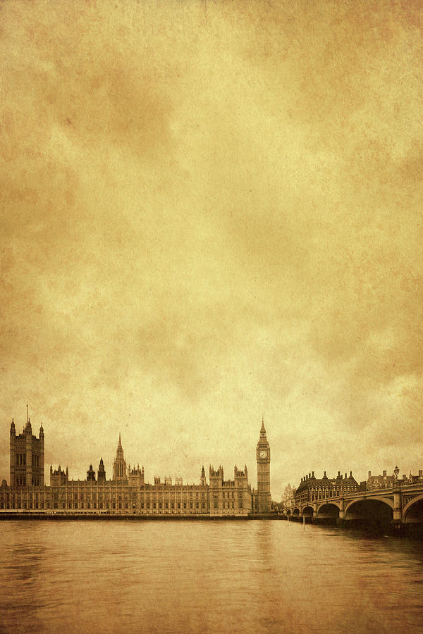 Big Ben And London Parliament Vintage Photograph by Mammuth