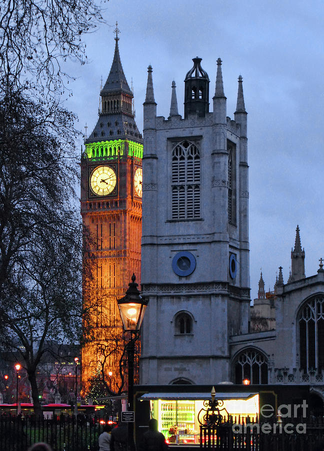 Big Ben and St Margarets Church at Twilight 0900bb Photograph by Jack Schultz