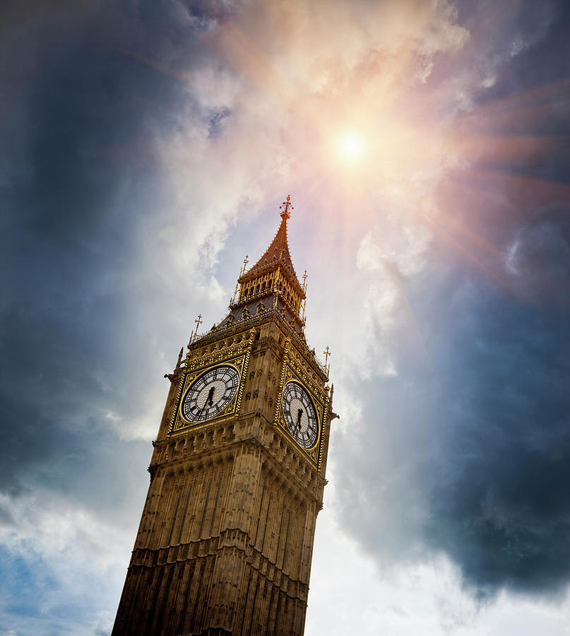Big Ben Clock Tower In Cloudy Sky Photograph by Walter Zerla