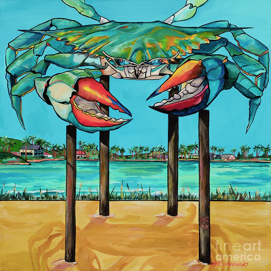 Big Blue Crab Rockport Painting by Patti Schermerhorn