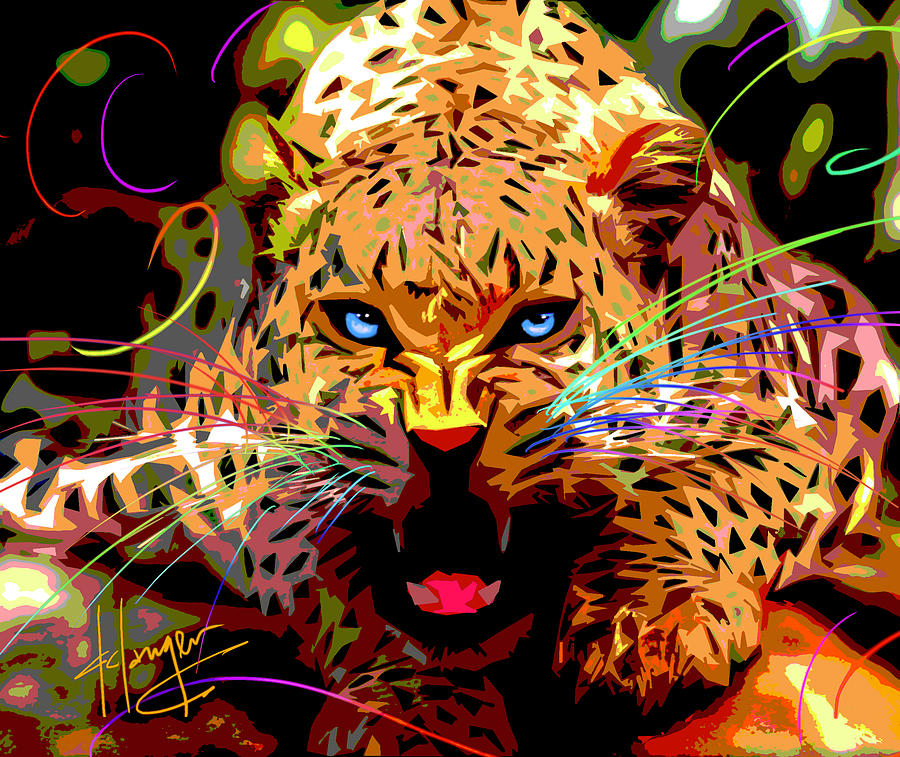 Big Cat Leopard pOp Cat Painting by DC Langer