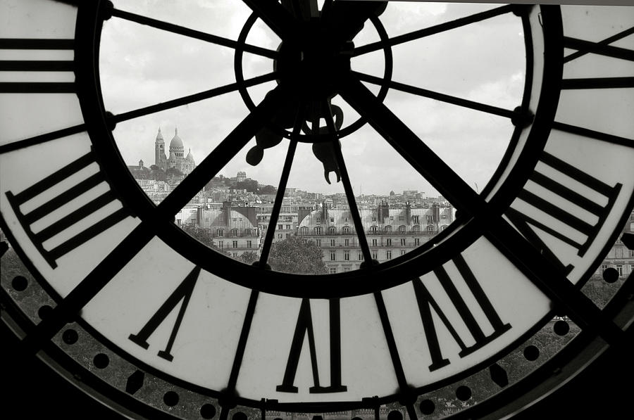 Clock Photograph - Big Clock Horizontal Black And White by Chris Bliss