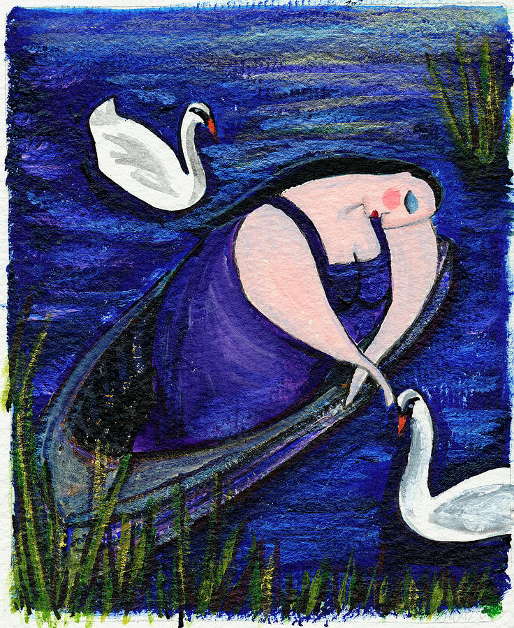 Animal Painting - Big Diva And Swans by Wyanne