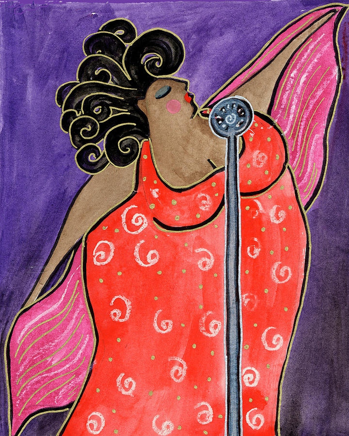 Women Painting - Big Diva Blues Singer by Wyanne