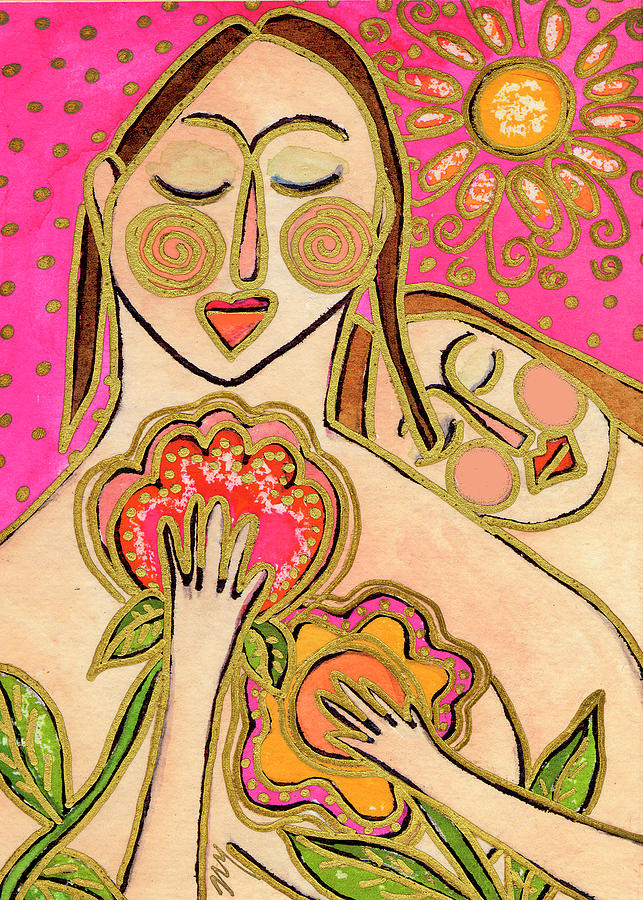 Flower Painting - Big Diva Loves Secret Flowers by Wyanne
