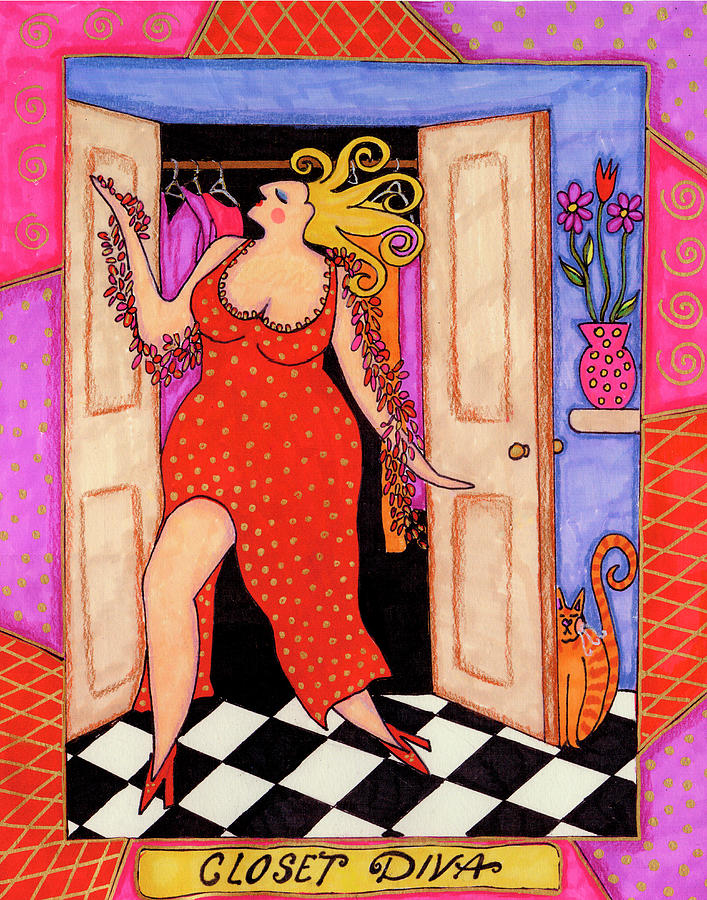 Women Painting - Big Diva Out Of The Closet by Wyanne