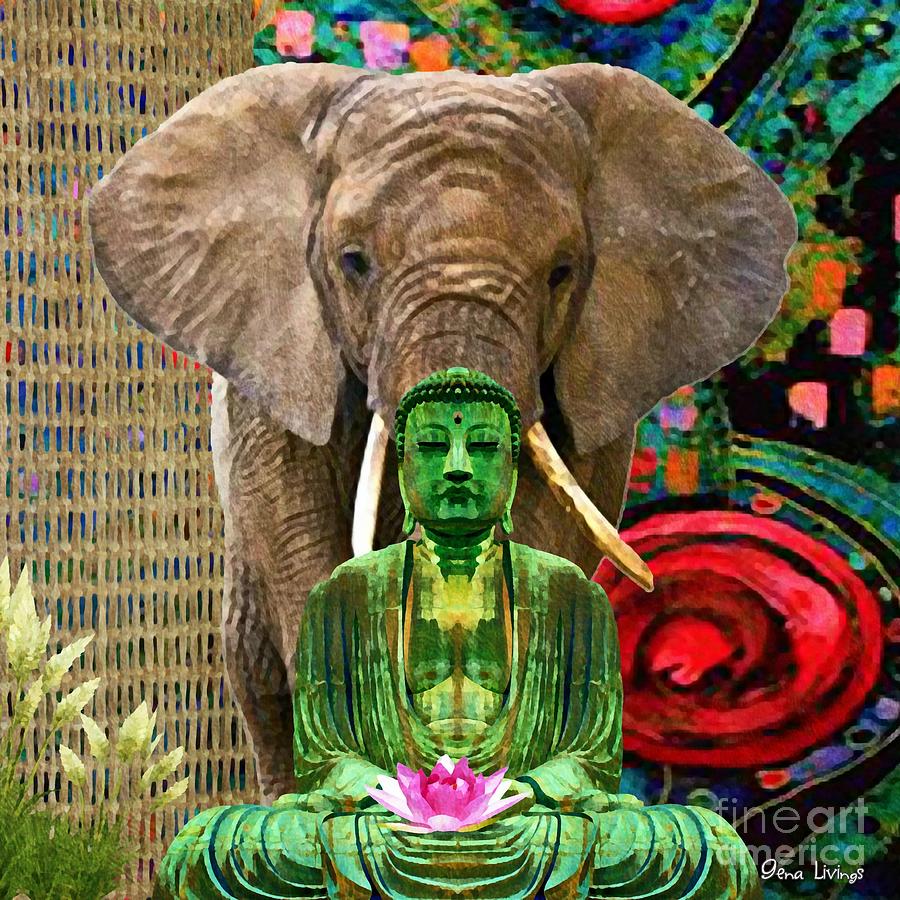 Big Elephant Prayer Digital Art by Gena Livings