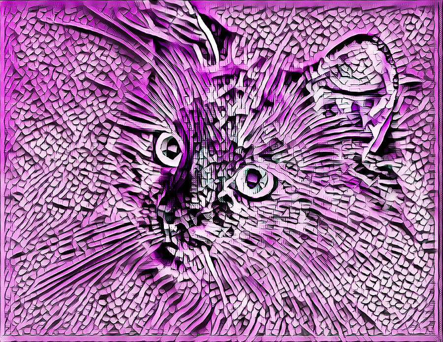 Big Eyed Kitty Purple Digital Art by Don Northup