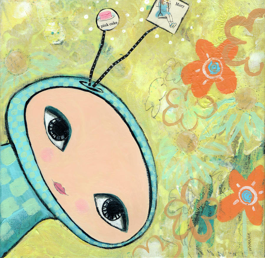 People Painting - Big Eyed Spacey Girl by Wyanne