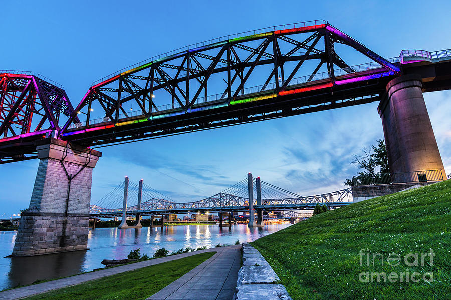 Big Four Bridge at Sunset - Jeffersonville - Indiana Photograph by Gary Whitton
