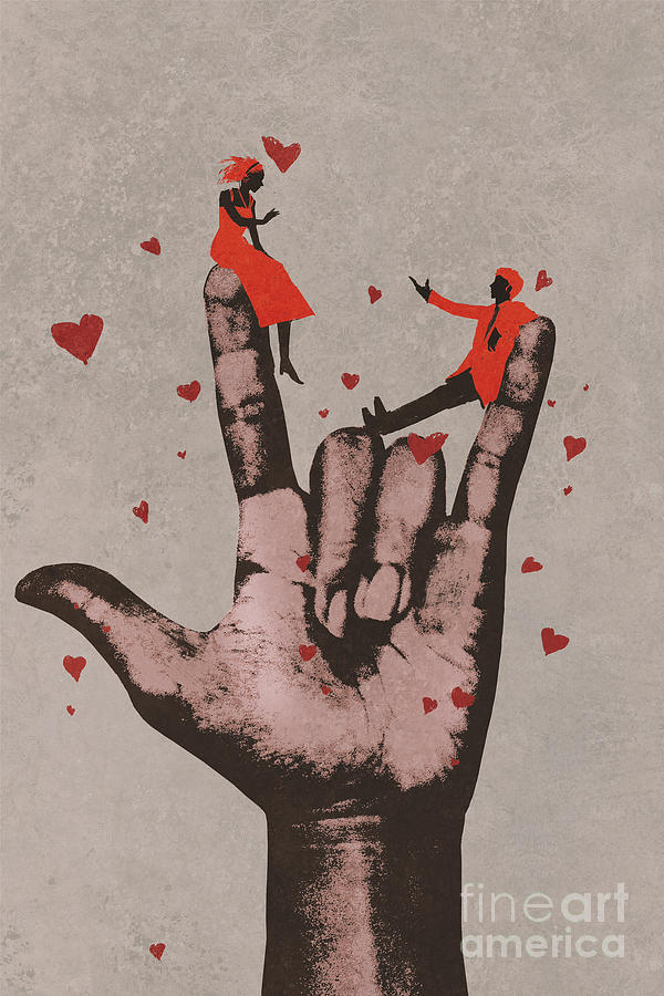 Love Digital Art - Big Hand In I Love You Sign by Tithi Luadthong