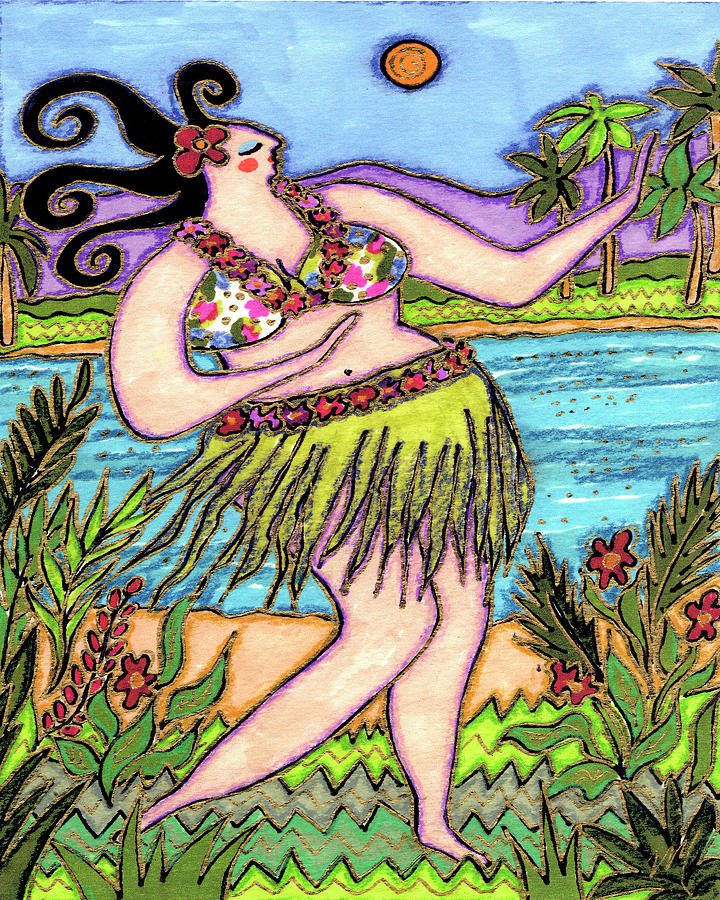 Women Painting - Big Hula Diva by Wyanne