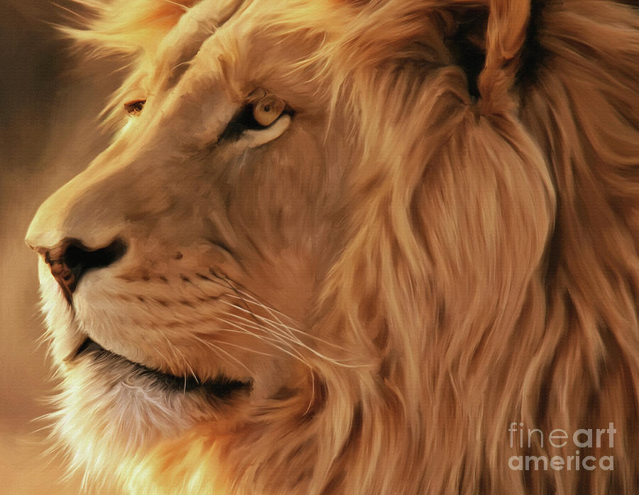 Lion Painting - Big Lion  by Gull G