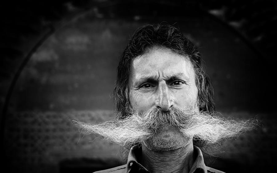 Portrait Photograph - Big Mustache Man 5409 by Garik