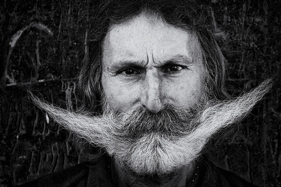 Portrait Photograph - Big Mustache Man 7422 by Garik