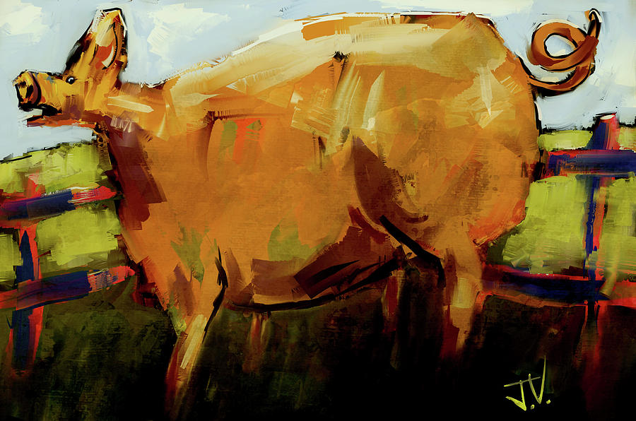 Pig Digital Art - Big Piggy by Jim Vance