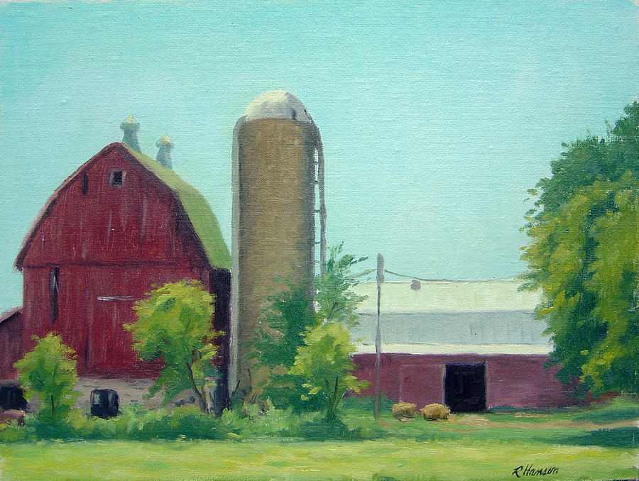 Big Red Barn Painting by Rick Hansen